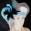 White Metallic Silver Turquoise Blue Designer Hat