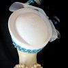 White Metallic Silver Turquoise Blue Designer Hat