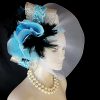 White Metallic Silver Turquoise Blue Designer Hat