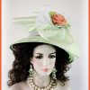 Lime Green White Peach Formal Dress Hat