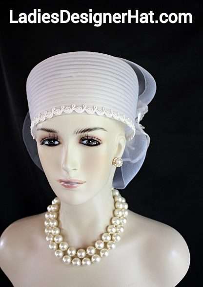 White Pillbox Bridal Dress Hat