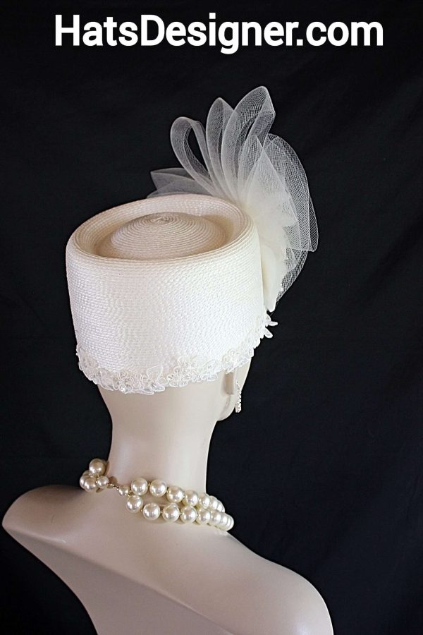 Avant Garde Luxury Pillbox Wedding Hat
