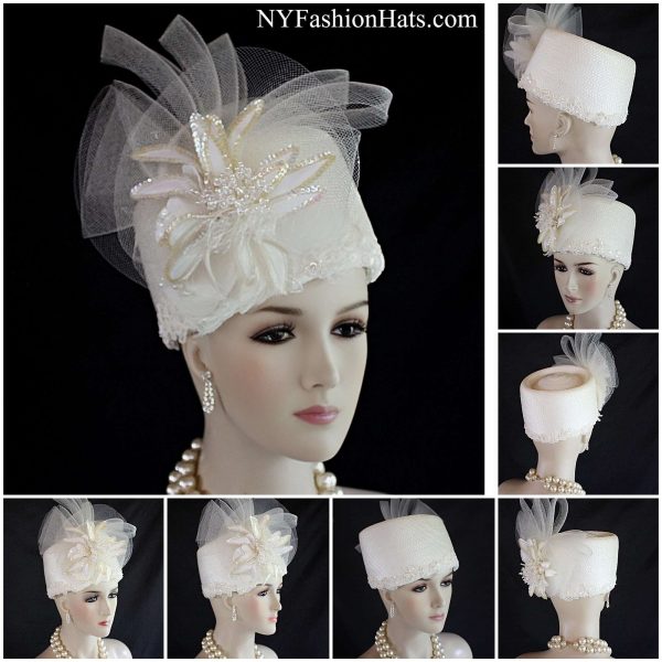Avant Garde Luxury Pillbox Wedding Hat
