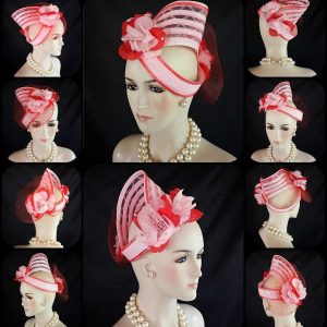Avant Garde Pink Red Wedding Fascinator