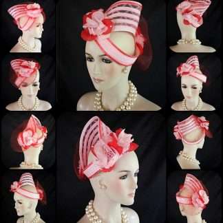 Avant Garde Pink Red Wedding Fascinator