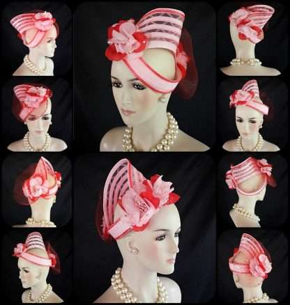 Avant Garde Pink Red Wedding Fascinator