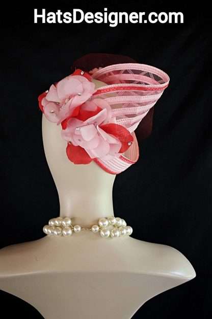 Avant Garde Pink Red Wedding Fascinator