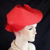 Avant Garde Red Pillbox Wedding Dress Hat