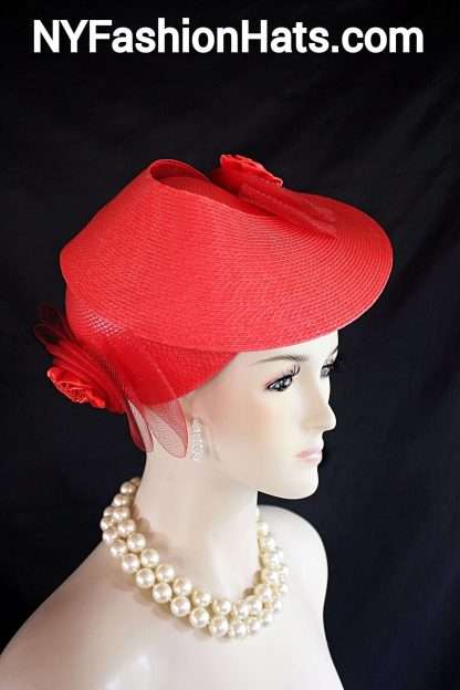 Avant Garde Red Pillbox Wedding Dress Hat