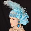 Turquoise White Silver Couture Designer Hat