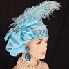 Turquoise White Silver Couture Designer Hat