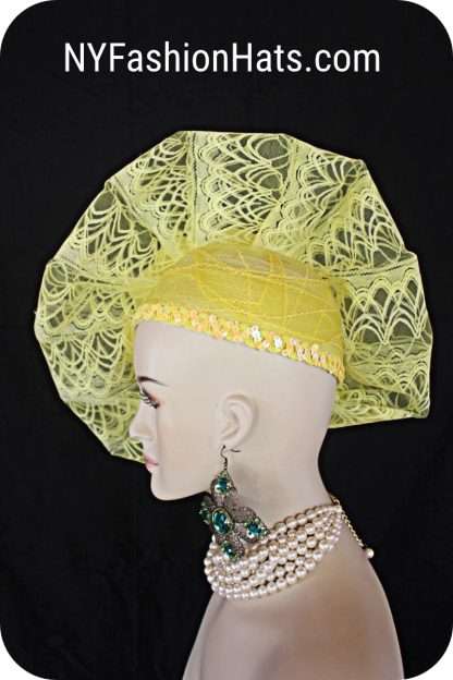 Avant Garde Vintage Style Cocktail Pillbox Sunshine Yellow Derby Hat