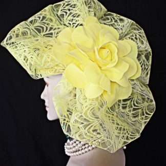 Avant Garde Vintage Style Cocktail Pillbox Sunshine Yellow Derby Hat