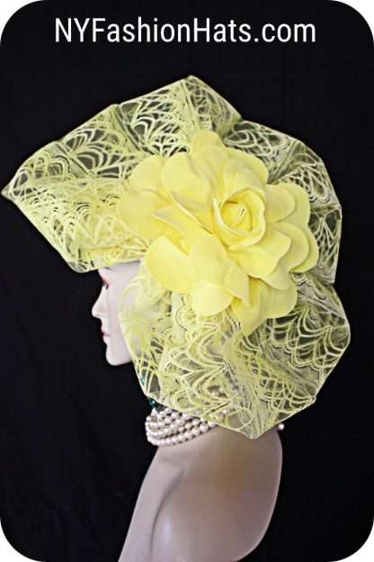 Avant Garde Vintage Style Cocktail Pillbox Sunshine Yellow Derby Hat