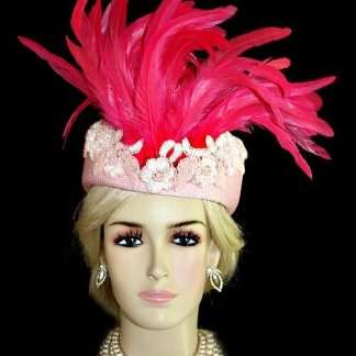 Baby Hot Pink Pillbox Couture Exotic Feather Pillbox Hat