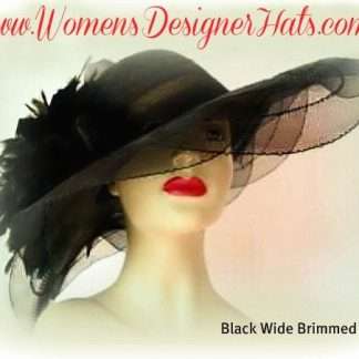 Black Couture Sheer Wide Brim Designer Fashion Hat