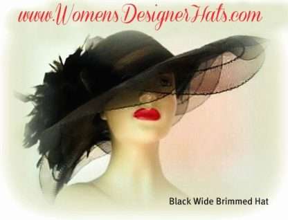 Black Couture Sheer Wide Brim Designer Fashion Hat