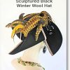 Black Mustard Gold Shaped Couture Evening Exclusive Winter Wool Hat