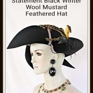 Black Mustard Gold Shaped Couture Evening Exclusive Winter Wool Hat