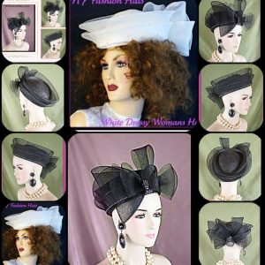 Black Or White Pillbox Wedding Dress Hat
