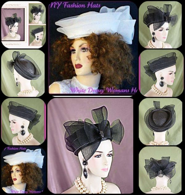 Black Or White Pillbox Wedding Dress Hat
