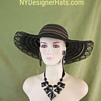 Black Wide Fancy Brim Formal Wedding Hat