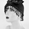 Black Winter Wool Art Deco Fashion Hat For Women
