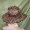 Brown Beige Sinamay Straw Leopard Cheetah Hat