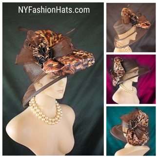 Brown Broonze Black Cheetah Leopard Animal Print Hat