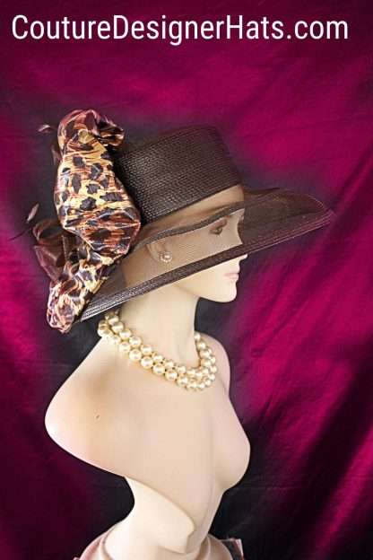 Brown Broonze Black Cheetah Leopard Animal Print Hat