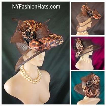 Brown Broonze Black Cheetah Leopard Animal Print Hat