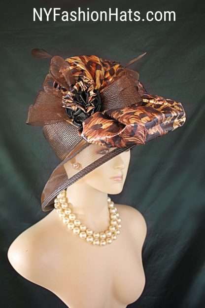 Brown Broonze Black Cheetah Leopard Animal Print Hat