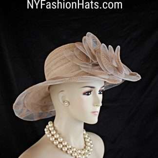 Camel Taupe Beige Brown Fancy Wide Brim Hat