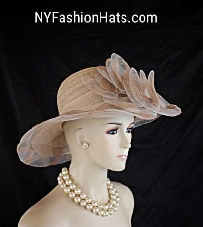 Camel Taupe Beige Brown Fancy Wide Brim Hat