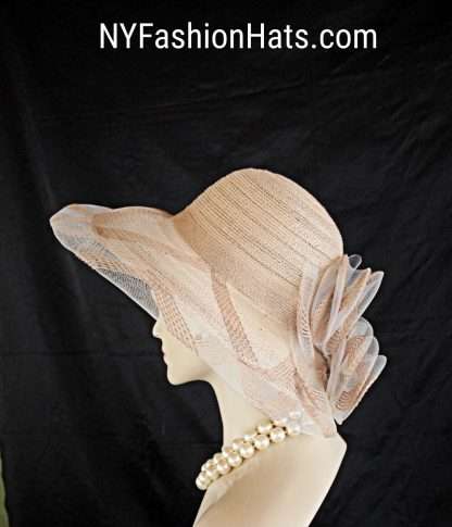 Camel Taupe Beige Brown Fancy Wide Brim Hat