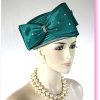 Classic Green Satin Pillbox Formal Church Temple Hat