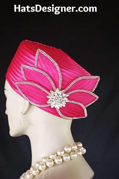 Classic Hot Pink Satin Pillbox Formal Church Temple Hat