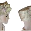 Classic Metallic Gold Satin Pillbox Formal Church Temple Hat