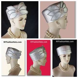 Classic Metallic Silver Satin Pillbox Formal Church Temple Hat