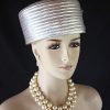 Classic Metallic Silver Satin Pillbox Formal Church Temple Hat