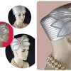 Classic Metallic Silver Satin Pillbox Formal Church Temple Hat