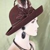 Brown Tiger Feathered Wool Vintage Style Hat