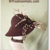 Brown Tiger Feathers Winter Wool Wide Brim Luxury Formal Hat For Women