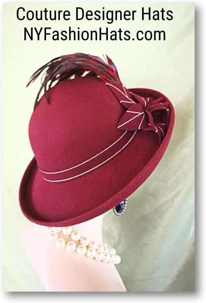 Burgundy Wool Vintage Style Hat