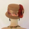 Couture Designer Hats Camel Beige Burnt Orange Wool Vintage Style Hat