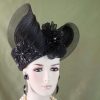 Formal Black Pillbox Beaded Sequin Wedding Hat