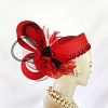 Formal Red Black Statement Pillbox Wedding Hat