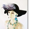Old Hollywood Glamour Black Baby Blue Feathered Floppy Hat