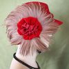 Old Hollywood Glamour Red Gray Wool Satin Velvet Winter Hat