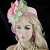 Women's Pink Celery Green Pillbox Wedding Hat